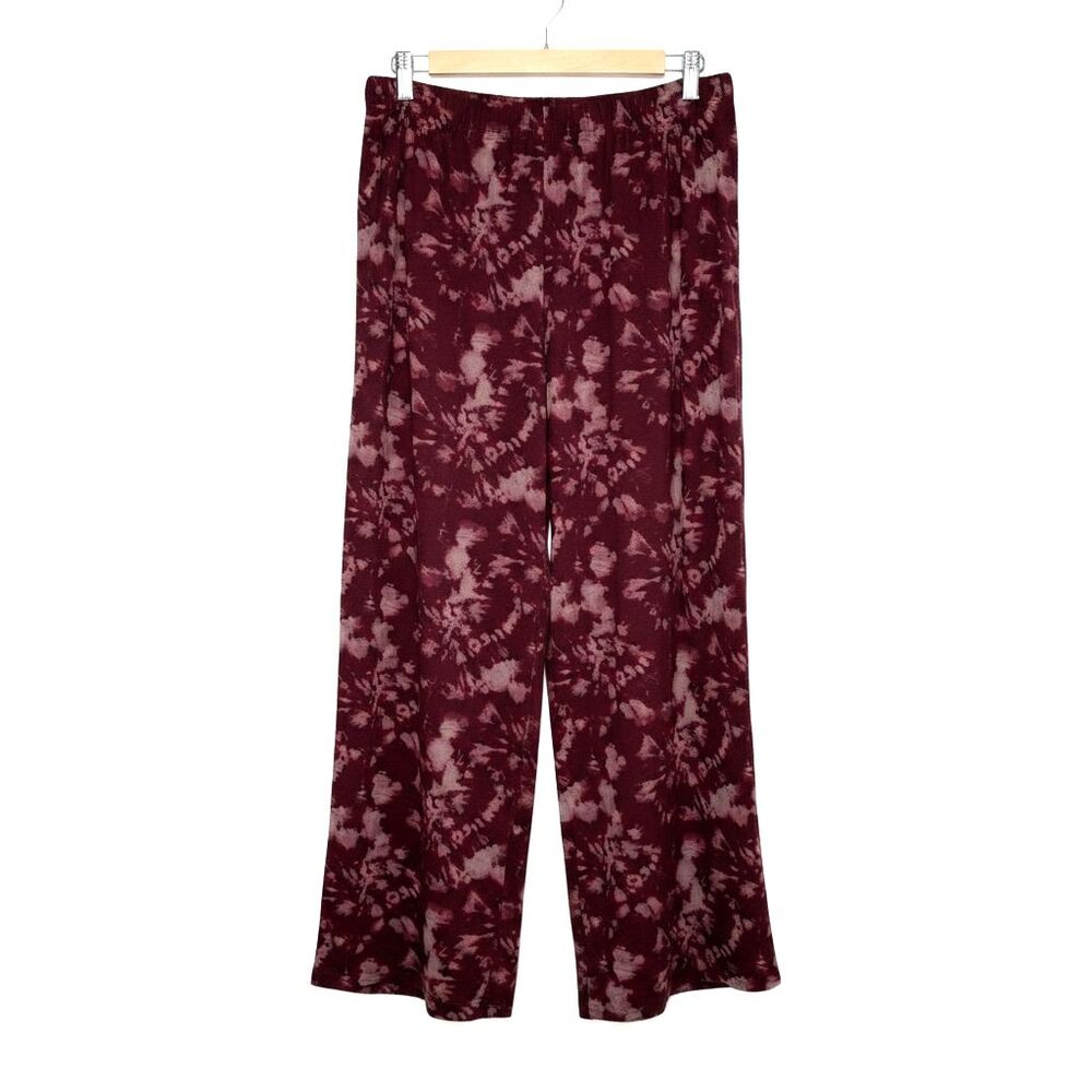 RE Real Essentials Lounge Pajama Pants Jersey Knit Tie Dye Purple L